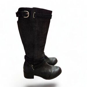 UGG Australia Women's Darcie Tall Riding Boots Size 9‎ Distressed Black Buckle